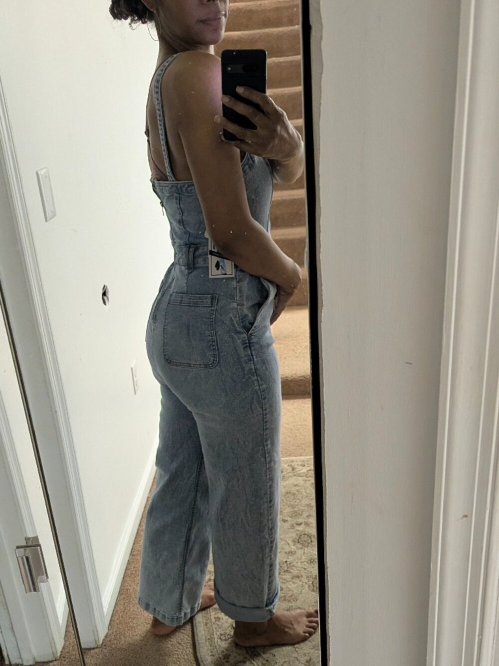 Wide Leg Denim Jumpsuit - Picture 4 of 9